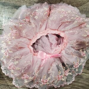 Baby Girl Tutu Size 0-6 Months Little Me Pink Floral Embroidered Diaper Cover